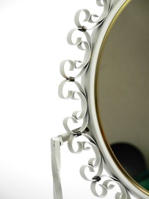 Mid-Century Metal White Metal Swivel Table Mirror, 1950s-RR-727670