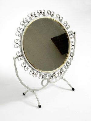 Mid-Century Metal White Metal Swivel Table Mirror, 1950s-RR-727670