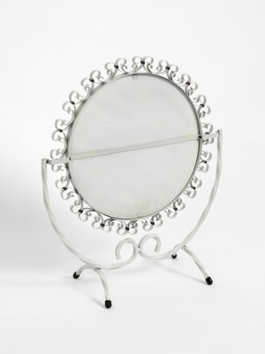 Mid-Century Metal White Metal Swivel Table Mirror, 1950s-RR-727670