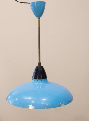 Mid-Century Metallic Roof Lamp Lacquered in Intense Blue, 1950s-UJE-1741696