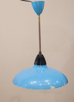 Mid-Century Metallic Roof Lamp Lacquered in Intense Blue, 1950s-UJE-1741696