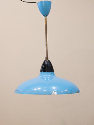 Mid-Century Metallic Roof Lamp Lacquered in Intense Blue, 1950s-UJE-1741696