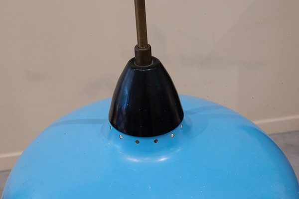 Mid-Century Metallic Roof Lamp Lacquered in Intense Blue, 1950s-UJE-1741696