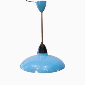 Mid-Century Metallic Roof Lamp Lacquered in Intense Blue, 1950s-UJE-1741696