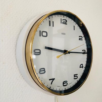 Mid-Century Metamec Wall Clock in White Gold-BMU-1814122