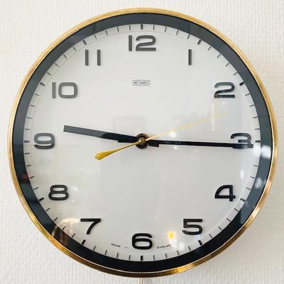 Mid-Century Metamec Wall Clock in White Gold-BMU-1814122