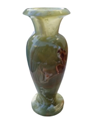 Mid-Century Middle Eastern Green Onyx Marble Vase Sculpture-TCS-1330489