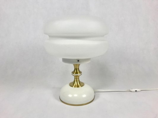 Mid-Century Milk Glass and Brass Table Lamp from Napako, 1960s-ZCY-1375686