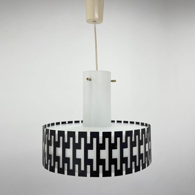 Mid-Century Milk Glass and Metal Pendant, Germany-TZ-1360514