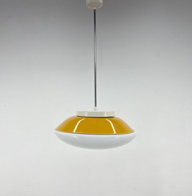 Mid-Century Milk Glass & Metal Ufo Pendant, Czechoslovakia, 1970s-TZ-1449429