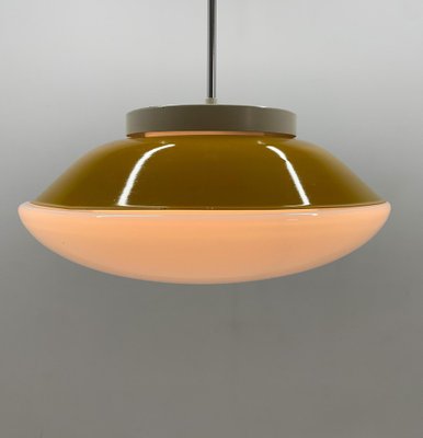 Mid-Century Milk Glass & Metal Ufo Pendant, Czechoslovakia, 1970s-TZ-1449429