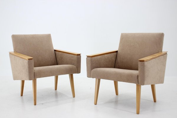 Mid-Century Minimalist Armchairs, Czechoslovakia, Set of 2-TZ-1293665