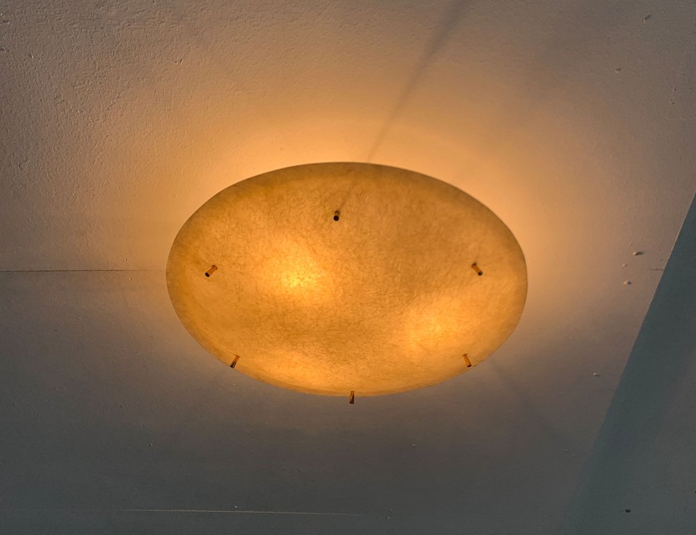 Mid-Century Minimalist Fiberglass Plafoniere Ceiling Lamp, 1960s