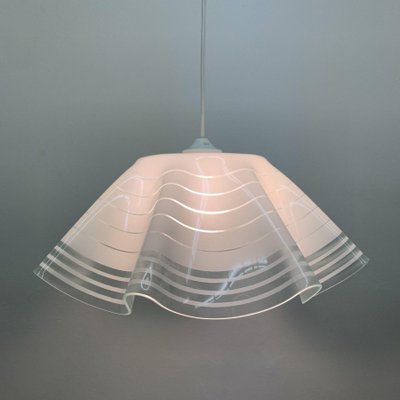 Mid-Century Minimalist Folded Glass Hanging Lamp, 1980s-BGP-684659