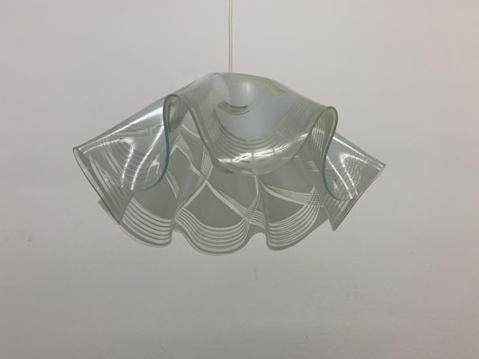 Mid-Century Minimalist Folded Glass Hanging Lamp, 1980s-BGP-684659