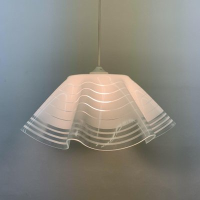 Mid-Century Minimalist Folded Glass Hanging Lamp, 1980s-BGP-684659