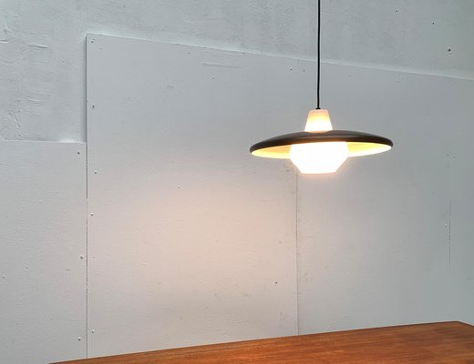 Mid-Century Minimalist Metal and Glass Pendant Lamp-UAH-1029607