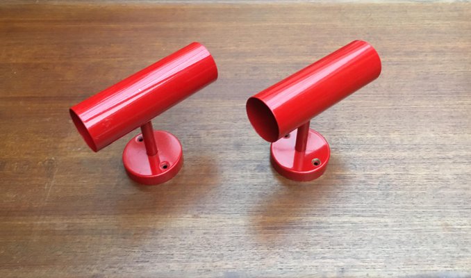 Mid-Century Minimalist Red Wall Lamp, Set of 2-UAH-929117