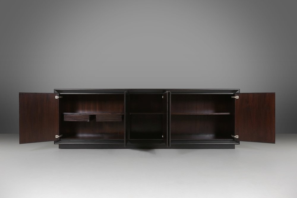 Mid-Century Minimalistic Black Lacquered Sideboard, Belgium, 1960s