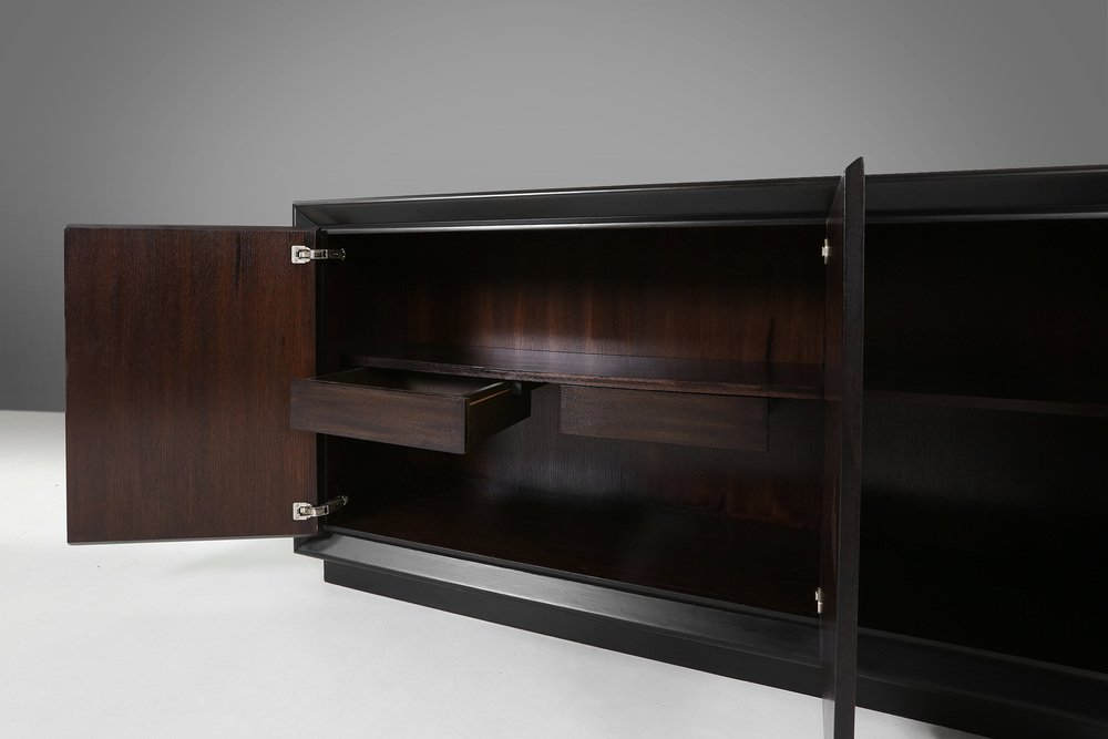 Mid-Century Minimalistic Black Lacquered Sideboard, Belgium, 1960s