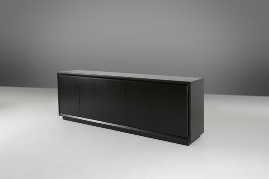 Mid-Century Minimalistic Black Lacquered Sideboard, Belgium, 1960s