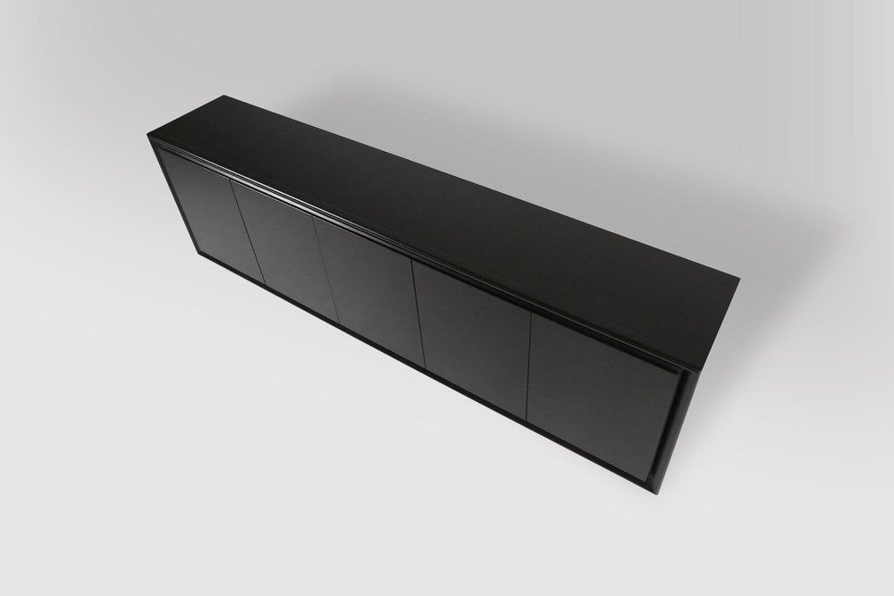 Mid-Century Minimalistic Black Lacquered Sideboard, Belgium, 1960s