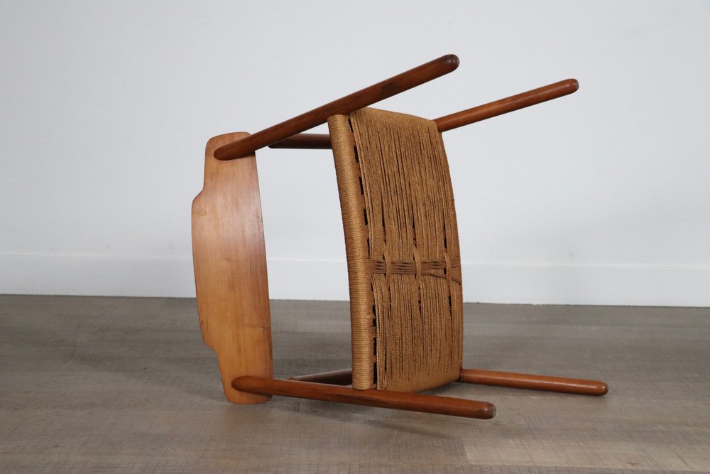 Mid-Century Minimalistic Easy Chair in Oak and Papercord, Finland, 1950s