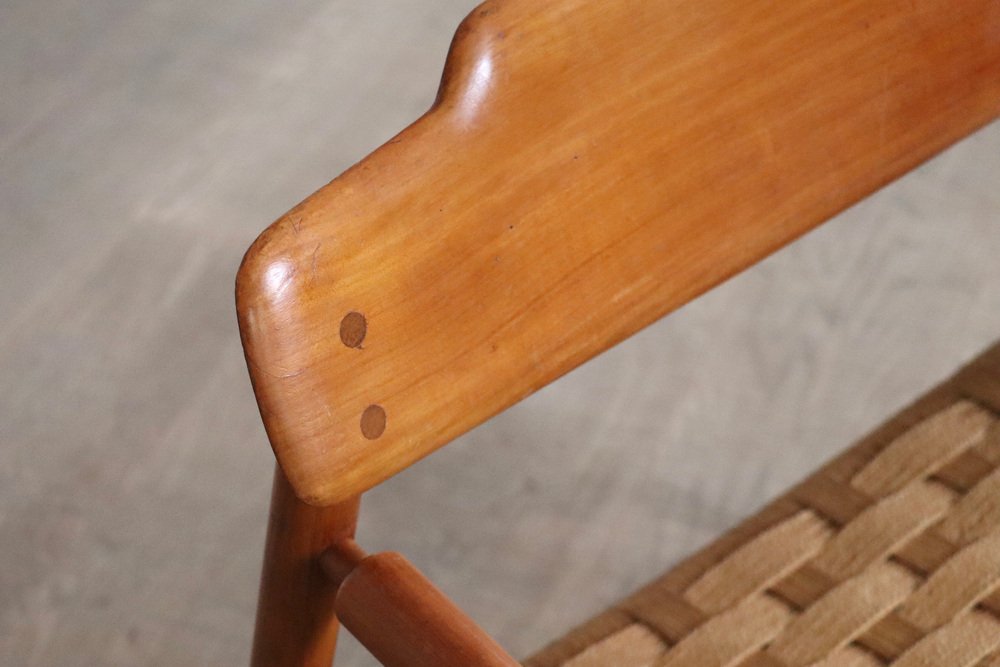 Mid-Century Minimalistic Easy Chair in Oak and Papercord, Finland, 1950s