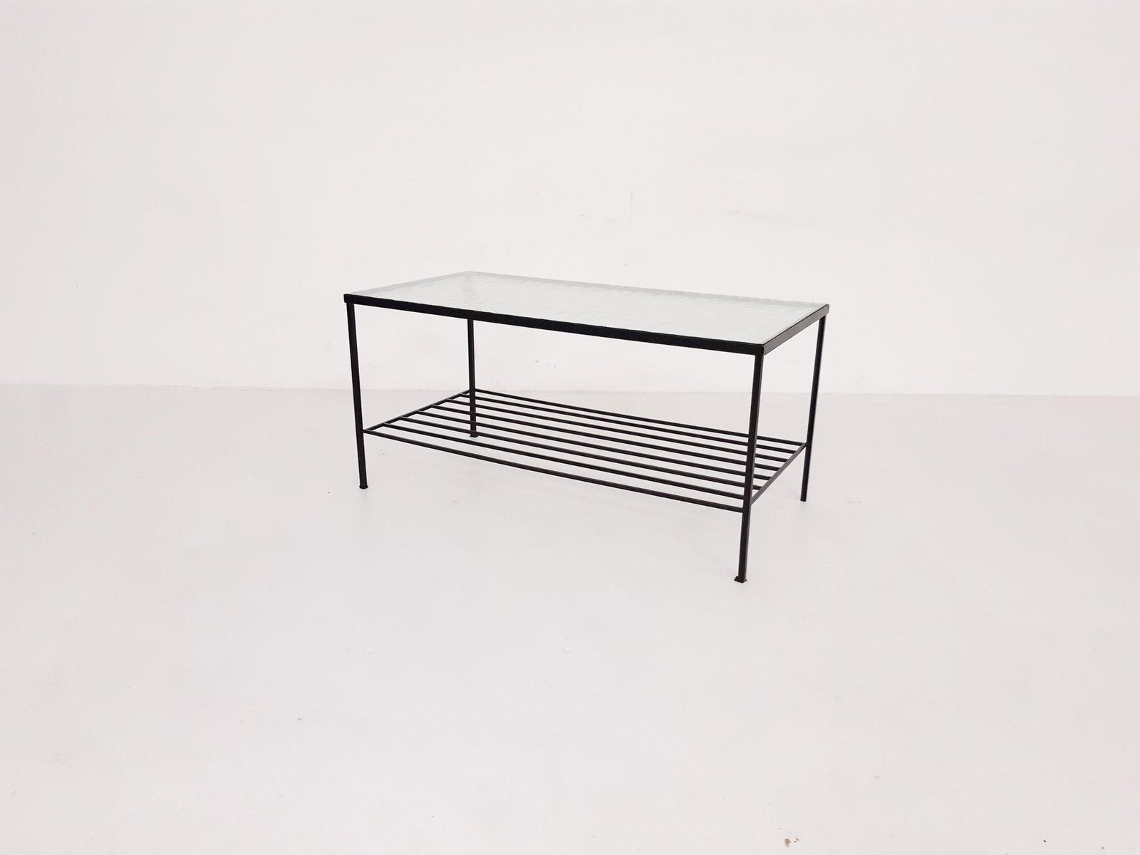 Mid-Century Minimalistic Metal and Glass Coffee Table