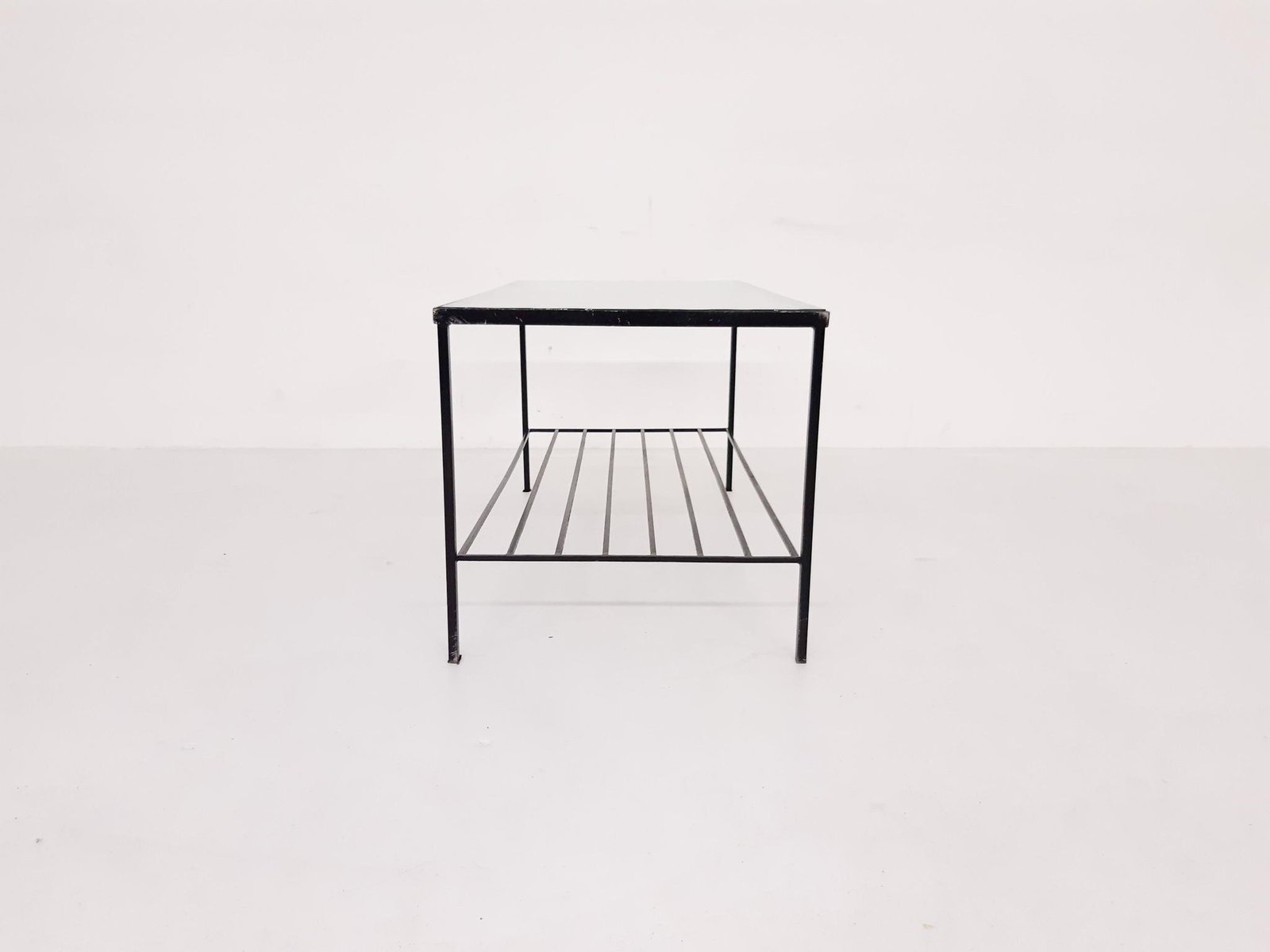 Mid-Century Minimalistic Metal and Glass Coffee Table