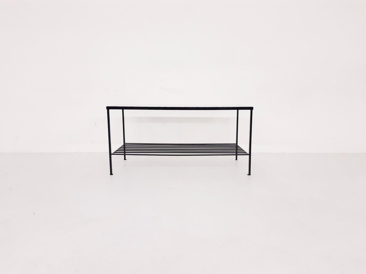 Mid-Century Minimalistic Metal and Glass Coffee Table