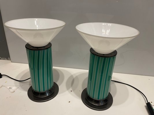 Mid-Century Mint Green Murano Glass Table Lamps, Set of 2-JJC-1005127