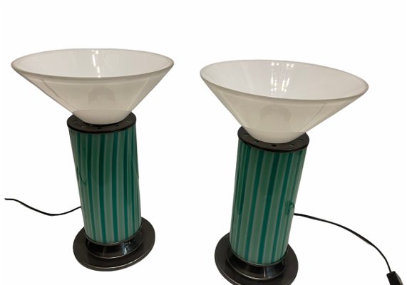 Mid-Century Mint Green Murano Glass Table Lamps, Set of 2-JJC-1005127