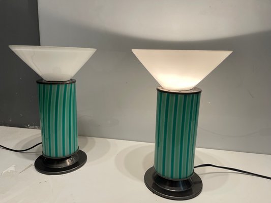 Mid-Century Mint Green Murano Glass Table Lamps, Set of 2-JJC-1005127