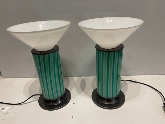 Mid-Century Mint Green Murano Glass Table Lamps, Set of 2-JJC-1005127