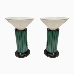 Mid-Century Mint Green Murano Glass Table Lamps, Set of 2-JJC-1005127