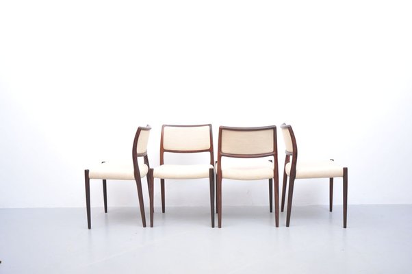 Mid-Century Model 80 Rosewood Dining Chairs by Niels Otto Møller for J.L. Møllers, Set of 4-ZE-741448