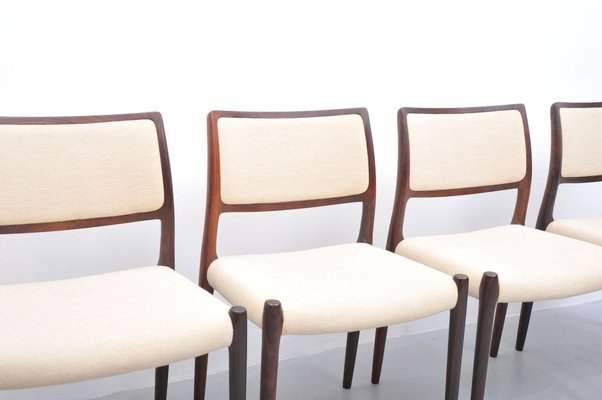 Mid-Century Model 80 Rosewood Dining Chairs by Niels Otto Møller for J.L. Møllers, Set of 4-ZE-741448