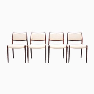 Mid-Century Model 80 Rosewood Dining Chairs by Niels Otto Møller for J.L. Møllers, Set of 4-ZE-741448