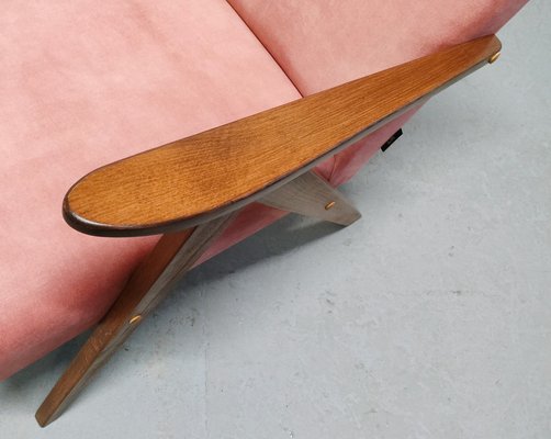 Mid-Century Model B 310 Var Easy Chair in Coral Velvet, 1960s-MTQ-1780536