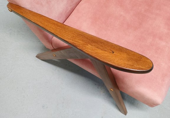 Mid-Century Model B 310 Var Easy Chair in Coral Velvet, 1960s-MTQ-1780536