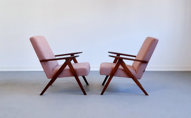 Mid-Century Model B 310 VAR Easy Chairs in Dusty Pink Bouclé, 1960s, Set of 2-MTQ-1713175