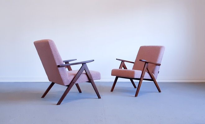 Mid-Century Model B 310 VAR Easy Chairs in Dusty Pink Bouclé, 1960s, Set of 2-MTQ-1713175