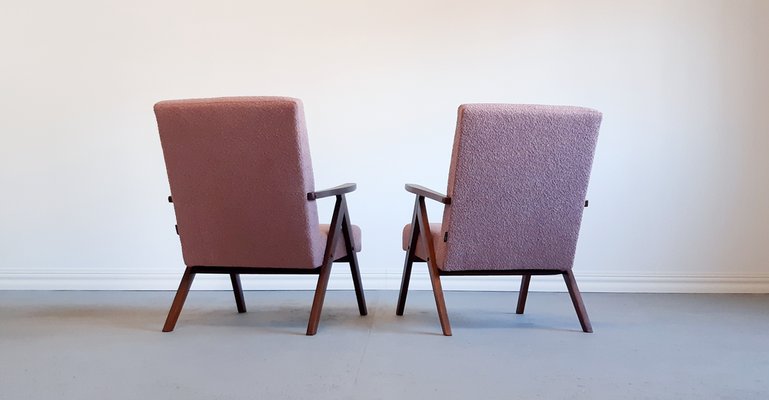 Mid-Century Model B 310 VAR Easy Chairs in Dusty Pink Bouclé, 1960s, Set of 2-MTQ-1713175