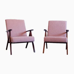 Mid-Century Model B 310 VAR Easy Chairs in Dusty Pink Bouclé, 1960s, Set of 2-MTQ-1713175