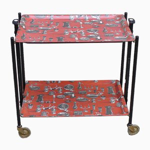 Mid-Century Model Dinett Folding Serving Trolley with Motifs of Pewter Tableware from Bremshey & Co., 1950s-VRE-712938