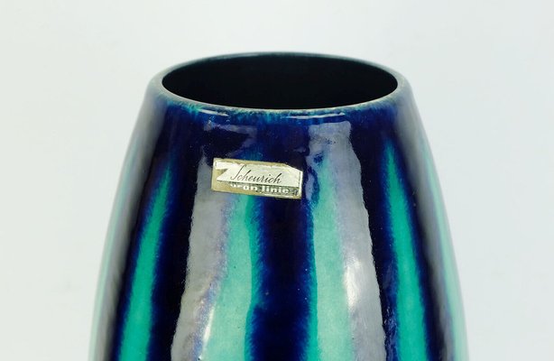 Mid-Century Model No. 248-38 Europ Line Vase in Blue and Emerald Green from Scheurich, 1950s-FH-1406635