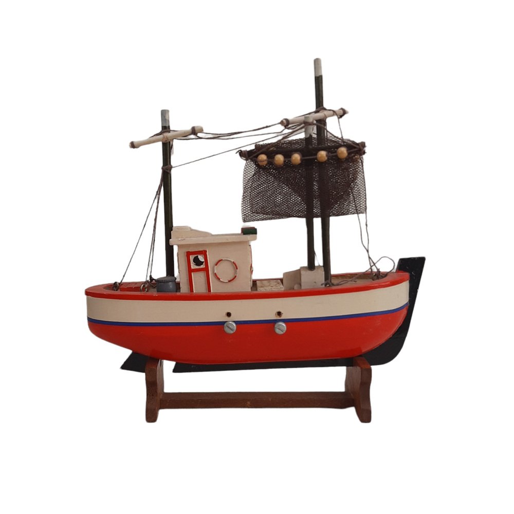 Mid-Century Model of a Wooden Boat with Sails