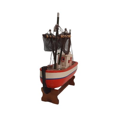 Mid-Century Model of a Wooden Boat with Sails-TCS-1264445