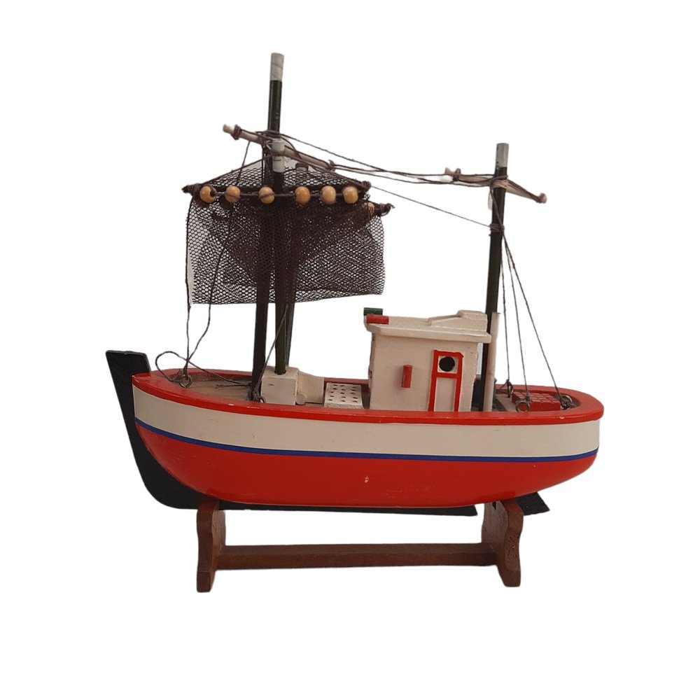 Mid-Century Model of a Wooden Boat with Sails